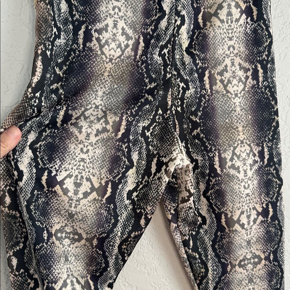NEW Parisian Black Cream Snakeskin Leggings Y2K Boss Siren Size Small - Picture 7 of 9